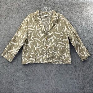 Click Color Me Cotton Long Sleeve Button Up Shirt Jacket Tan Linen Lagenlook W M